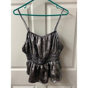Old Navy Strappy Top Womens XL shimmer Silver Party Concert Night Out Metallic